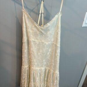 Abercrombie & Fitch Cream Lace Spaghetti Strap Dress
